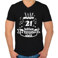 PRINTFASHION 21 lettem - Férfi V-nyakú póló - Fekete férfi póló