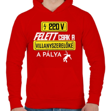 PRINTFASHION 220V Felett | Fehér - Férfi kapucnis pulóver - Piros