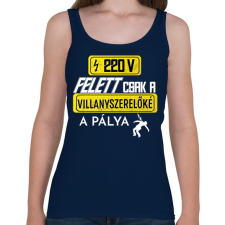 PRINTFASHION 220V Felett | Fehér - Női atléta - Sötétkék női trikó