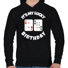 PRINTFASHION 26 POKER SZÜLINAP - Férfi kapucnis pulóver - Fekete férfi pulóver, kardigán