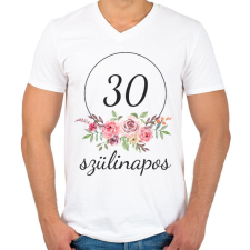 PRINTFASHION 30 éves szülinapos - Férfi V-nyakú póló - Fehér férfi póló