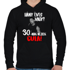 PRINTFASHION 30-nak nézlek Cula! - Férfi kapucnis pulóver - Fekete férfi pulóver, kardigán
