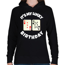 PRINTFASHION 30 POKER SZÜLINAP - Női kapucnis pulóver - Fekete