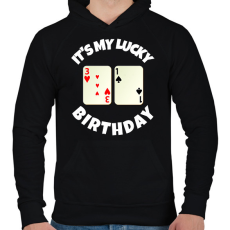 PRINTFASHION 31 POKER SZÜLINAP - Férfi kapucnis pulóver - Fekete