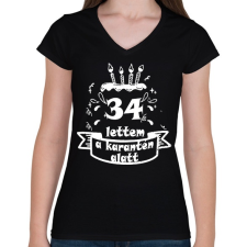 PRINTFASHION 34 lettem - Női V-nyakú póló - Fekete női póló