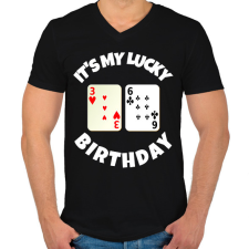 PRINTFASHION 36 POKER SZÜLINAP - Férfi V-nyakú póló - Fekete férfi póló