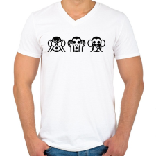 PRINTFASHION 3 bölcs majom hangulatjel - Férfi V-nyakú póló - Fehér férfi póló