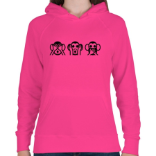 PRINTFASHION 3 bölcs majom hangulatjel - Női kapucnis pulóver - Fukszia női pulóver, kardigán