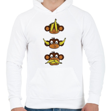 PRINTFASHION 3 Bölcs majom - Férfi kapucnis pulóver - Fehér férfi pulóver, kardigán