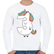 PRINTFASHION 3 éves unikornis - Férfi pulóver - Fehér férfi pulóver, kardigán