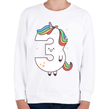 PRINTFASHION 3 éves unikornis - Gyerek pulóver - Fehér gyerek pulóver, kardigán