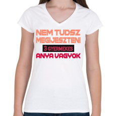 PRINTFASHION 3 gyermekes anya vagyok - Női V-nyakú póló - Fehér