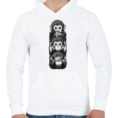 PRINTFASHION 3 majom - Férfi kapucnis pulóver - Fehér