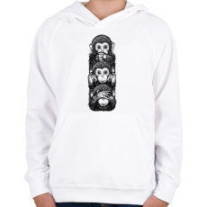 PRINTFASHION 3 majom - Gyerek kapucnis pulóver - Fehér