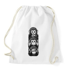 PRINTFASHION 3 majom - Sportzsák, Tornazsák - Fehér tornazsák