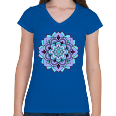 PRINTFASHION 3D mandala - Női V-nyakú póló - Királykék