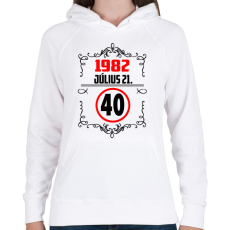 PRINTFASHION 40 születésnap évszámmal - Női kapucnis pulóver - Fehér