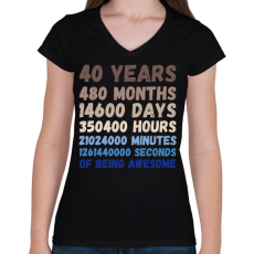 PRINTFASHION 40 Years - Női V-nyakú póló - Fekete
