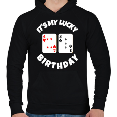 PRINTFASHION 43 POKER SZÜLINAP - Férfi kapucnis pulóver - Fekete