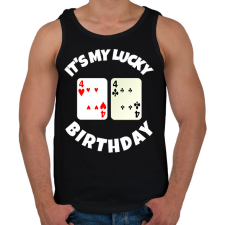 PRINTFASHION 44 POKER SZÜLINAP - Férfi atléta - Fekete atléta, trikó