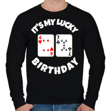 PRINTFASHION 47 POKER SZÜLINAP - Férfi pulóver - Fekete férfi pulóver, kardigán