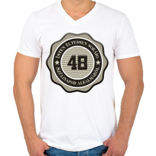 PRINTFASHION 48 - Férfi V-nyakú póló - Fehér férfi póló