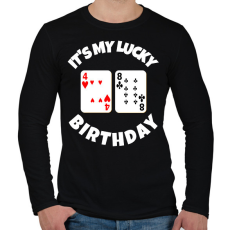 PRINTFASHION 48 POKER SZÜLINAP - Férfi hosszú ujjú póló - Fekete