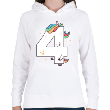 PRINTFASHION 4 éves unikornis - Női kapucnis pulóver - Fehér női pulóver, kardigán