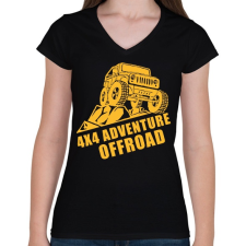 PRINTFASHION 4x4 offroad - Női V-nyakú póló - Fekete női póló