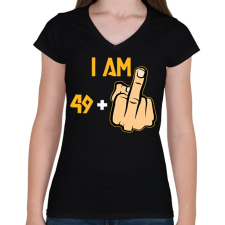 PRINTFASHION 50 éves (49+1) - Női V-nyakú póló - Fekete női póló