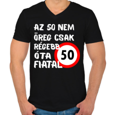 PRINTFASHION 50 éves Fehér. - Férfi V-nyakú póló - Fekete