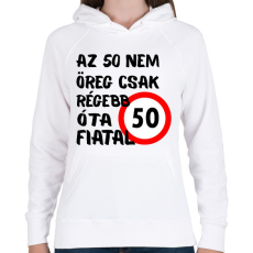PRINTFASHION 50 éves Fekete. - Női kapucnis pulóver - Fehér