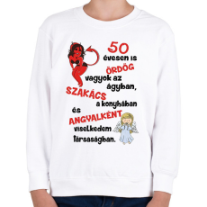 PRINTFASHION 50 évesen is ördög - Gyerek pulóver - Fehér