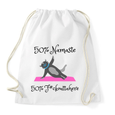 PRINTFASHION 50% NAMASTE 50% F#CK OUTTA HERE - Sportzsák, Tornazsák - Fehér tornazsák