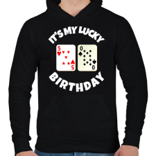 PRINTFASHION 50 POKER SZÜLINAP - Férfi kapucnis pulóver - Fekete férfi pulóver, kardigán