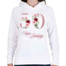 PRINTFASHION 50 szülinap betűs - Női kapucnis pulóver - Fehér