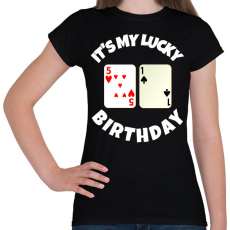 PRINTFASHION 51 POKER SZÜLINAP - Női póló - Fekete