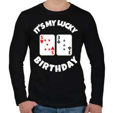 PRINTFASHION 53 POKER SZÜLINAP - Férfi hosszú ujjú póló - Fekete