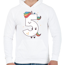 PRINTFASHION 5 éves unikornis - Férfi kapucnis pulóver - Fehér férfi pulóver, kardigán