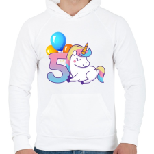 PRINTFASHION 5 éves Unikornis hercegnőknek! - Férfi kapucnis pulóver - Fehér férfi pulóver, kardigán
