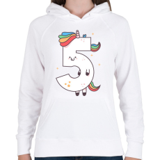 PRINTFASHION 5 éves unikornis - Női kapucnis pulóver - Fehér
