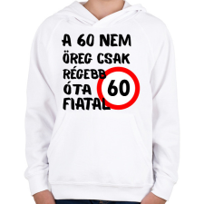 PRINTFASHION 60 éves Fekete. - Gyerek kapucnis pulóver - Fehér gyerek pulóver, kardigán