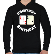 PRINTFASHION 61 POKER SZÜLINAP - Férfi kapucnis pulóver - Fekete férfi pulóver, kardigán