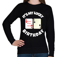 PRINTFASHION 61 POKER SZÜLINAP - Női pulóver - Fekete