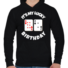 PRINTFASHION 62 POKER SZÜLINAP - Férfi kapucnis pulóver - Fekete férfi pulóver, kardigán