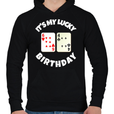 PRINTFASHION 64 POKER SZÜLINAP - Férfi kapucnis pulóver - Fekete