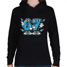PRINTFASHION 67 Six Seven - Női kapucnis pulóver - Fekete
