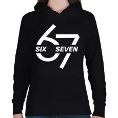 PRINTFASHION 67 - sixseven - fehér - Női kapucnis pulóver - Fekete