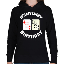 PRINTFASHION 69 POKER SZÜLINAP - Női kapucnis pulóver - Fekete női pulóver, kardigán