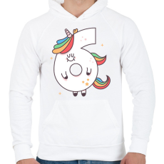 PRINTFASHION 6 éves unikornis - Férfi kapucnis pulóver - Fehér